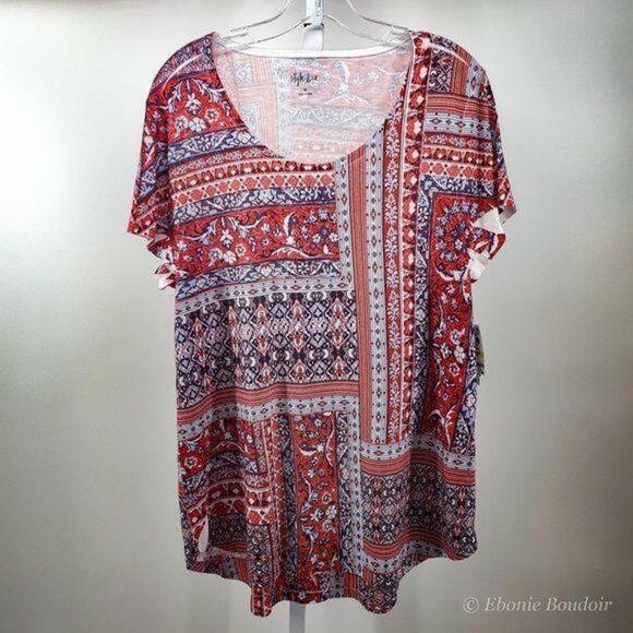 Style & Co Patchwork-Print T-Shirt - Picture 5 of 7